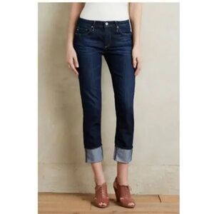 AG Jeans Adriano Goldschmied The Stevie Cuff Slim Straight Crop Jeans sz 27
